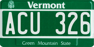 VT license plate ACU326