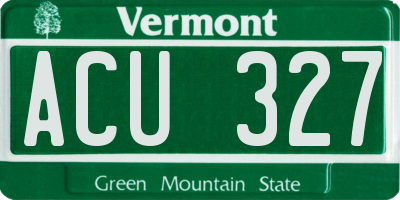 VT license plate ACU327