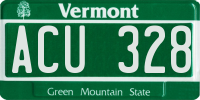 VT license plate ACU328