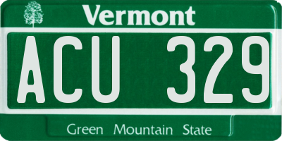 VT license plate ACU329