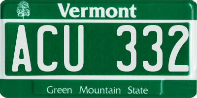 VT license plate ACU332