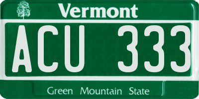 VT license plate ACU333