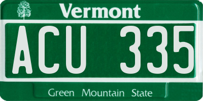 VT license plate ACU335