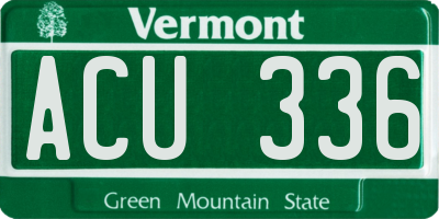 VT license plate ACU336
