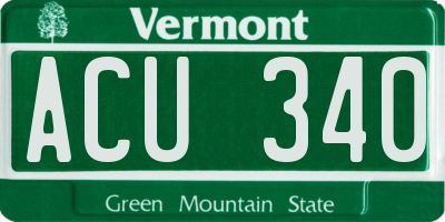 VT license plate ACU340