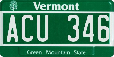 VT license plate ACU346