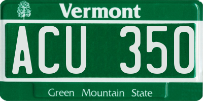 VT license plate ACU350