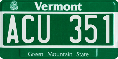 VT license plate ACU351