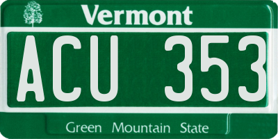 VT license plate ACU353
