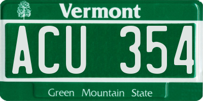 VT license plate ACU354