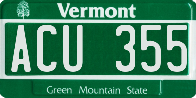 VT license plate ACU355