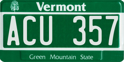 VT license plate ACU357