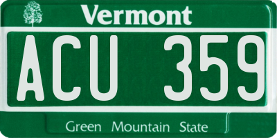 VT license plate ACU359
