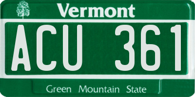 VT license plate ACU361