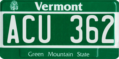 VT license plate ACU362