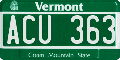 VT license plate ACU363
