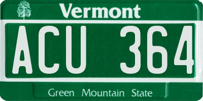 VT license plate ACU364
