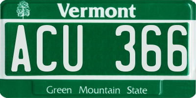 VT license plate ACU366