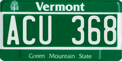 VT license plate ACU368