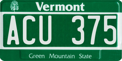 VT license plate ACU375