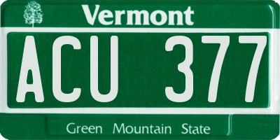 VT license plate ACU377