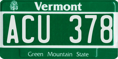 VT license plate ACU378