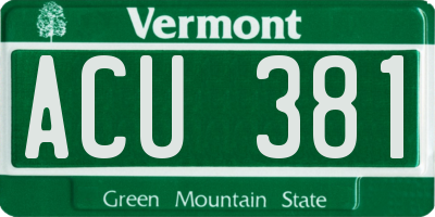 VT license plate ACU381