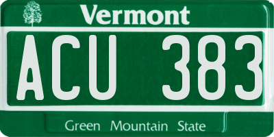 VT license plate ACU383