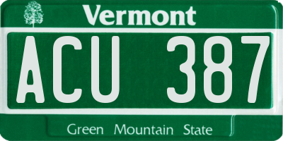 VT license plate ACU387