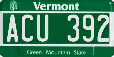 VT license plate ACU392