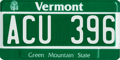 VT license plate ACU396