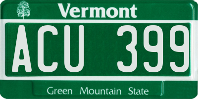 VT license plate ACU399