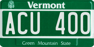 VT license plate ACU400