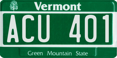 VT license plate ACU401