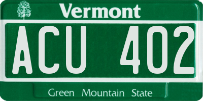 VT license plate ACU402