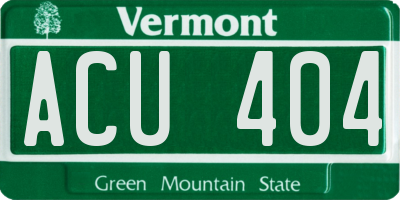 VT license plate ACU404