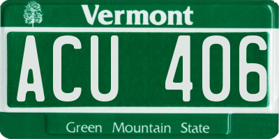 VT license plate ACU406