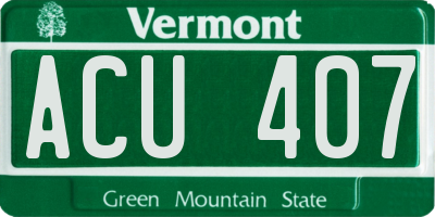 VT license plate ACU407