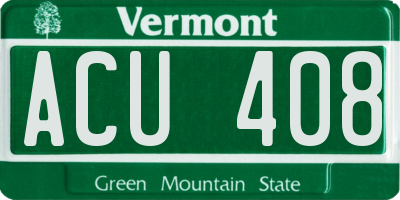 VT license plate ACU408