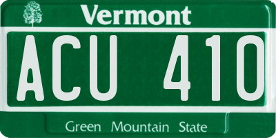 VT license plate ACU410