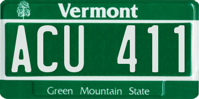 VT license plate ACU411