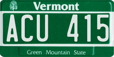 VT license plate ACU415