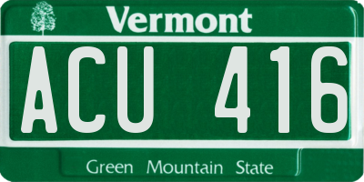 VT license plate ACU416