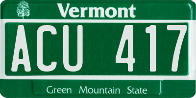 VT license plate ACU417