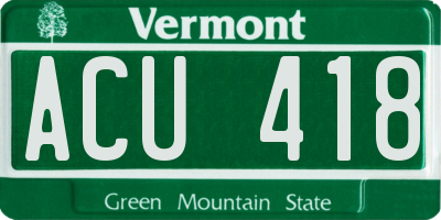 VT license plate ACU418