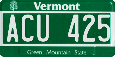 VT license plate ACU425