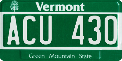VT license plate ACU430