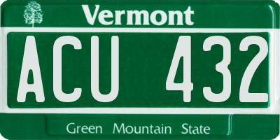 VT license plate ACU432