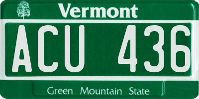 VT license plate ACU436