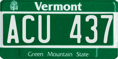 VT license plate ACU437